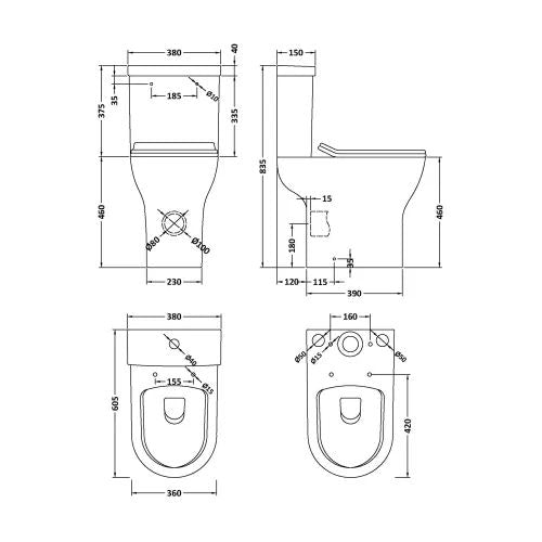 Comfort Height Rimless Toilet To Go Set with Soft Close Seat