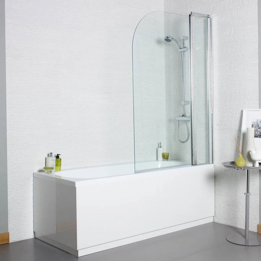 Koncept Round Hinged Bath Screen with Panel - Chrome