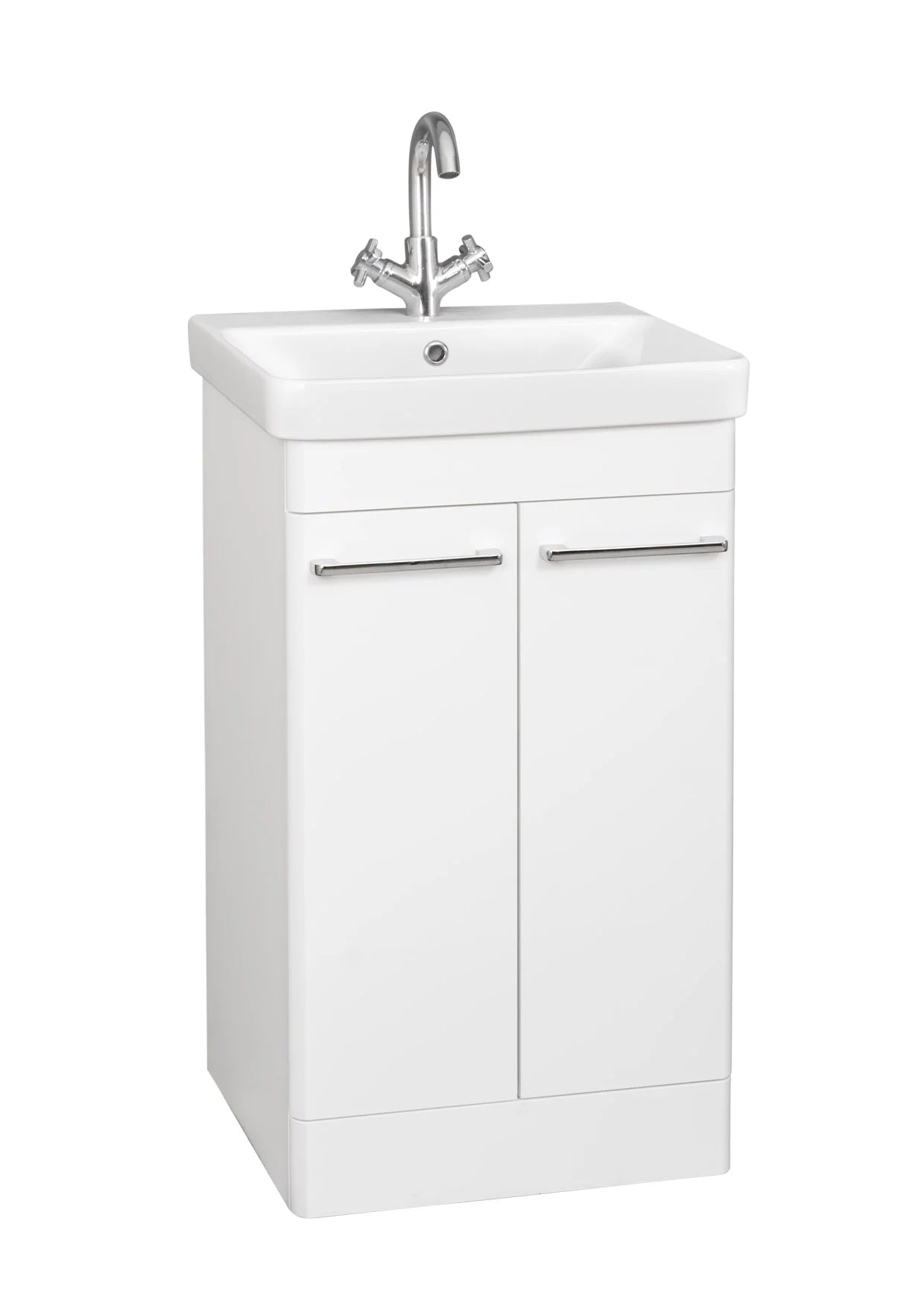 Options 24 500mm 2 Door White Vanity Unit & Basin with Chrome handles