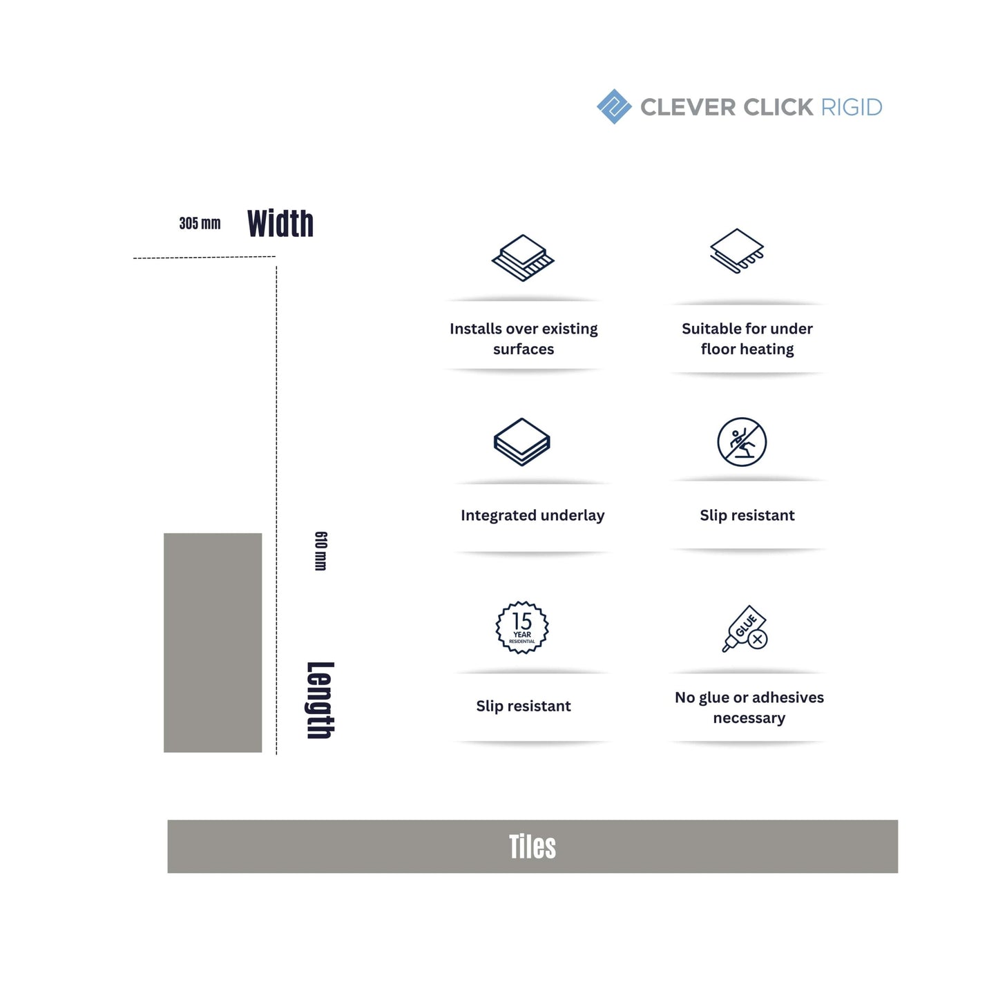 Lisbon Stone Tiles SPC Tile Flooring 1.49m²