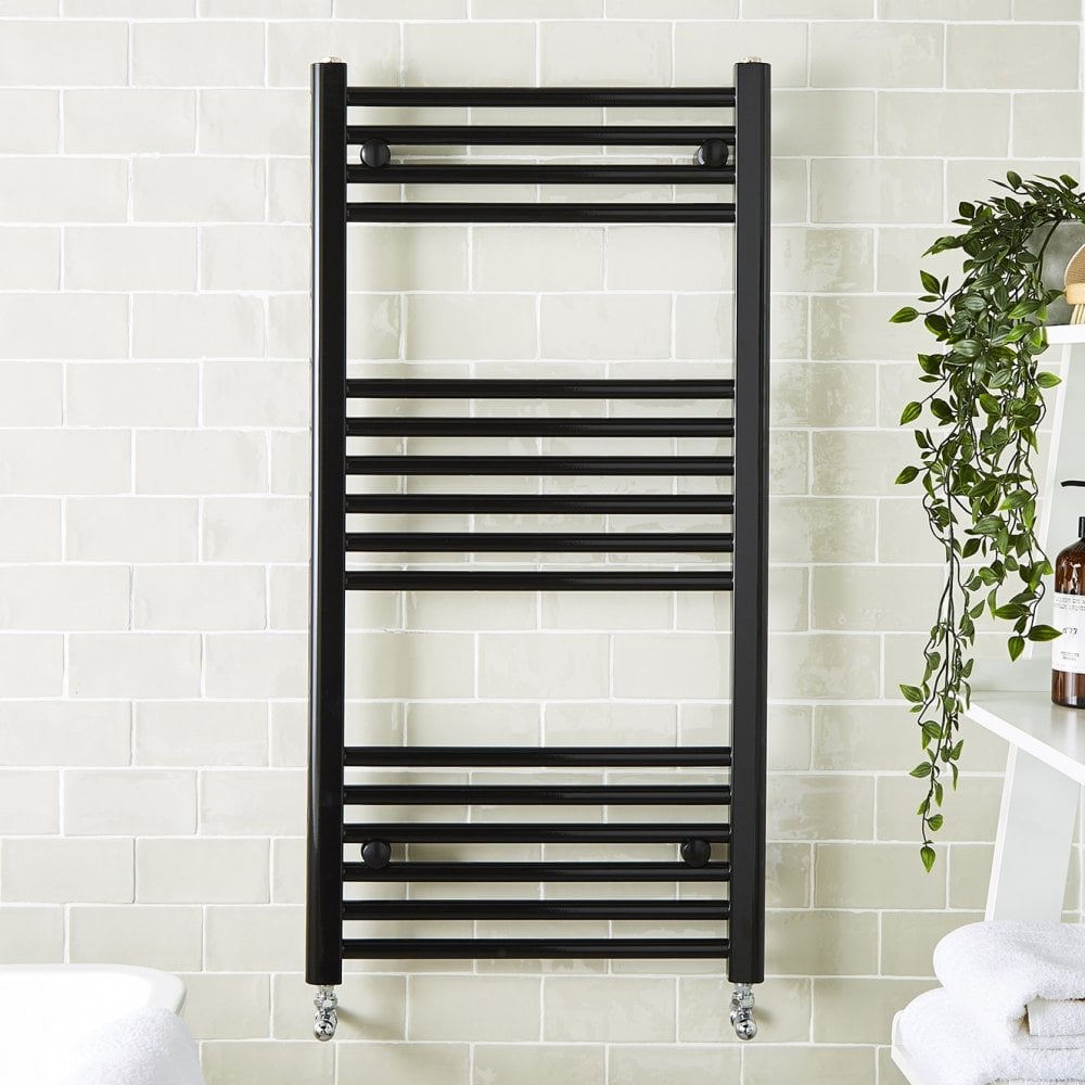 Straight Black Towel Rail