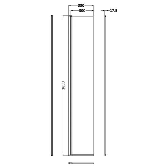 Wetroom Hinged Screen 300 x 1850mm - Brushed Bronze