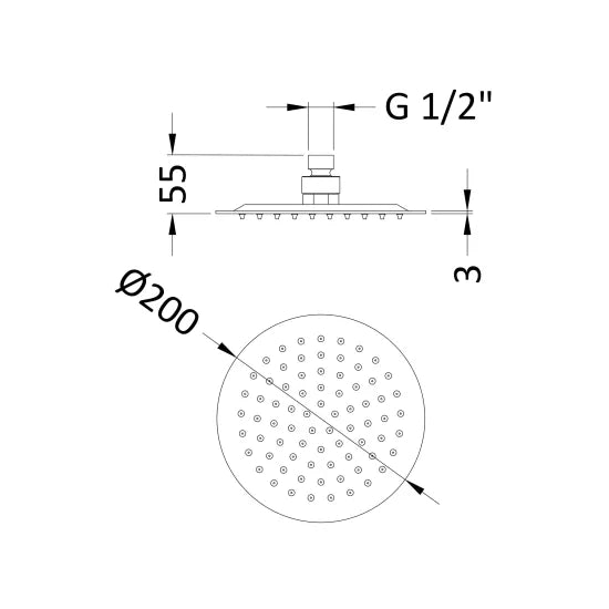 Round Fixed Head 200mm Diameter - Brushed Bronze