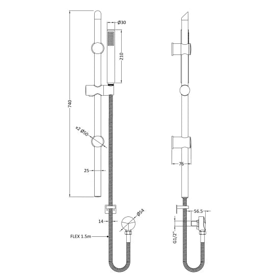Synergy Round Slide Rail Kit - Brushed Bronze