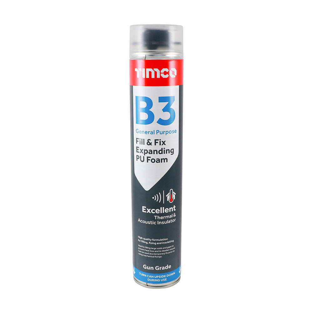 Trade Pack - 12 x B3 General Purpose Fill & Fix Expanding PU Foam - Gun Grade 750ml