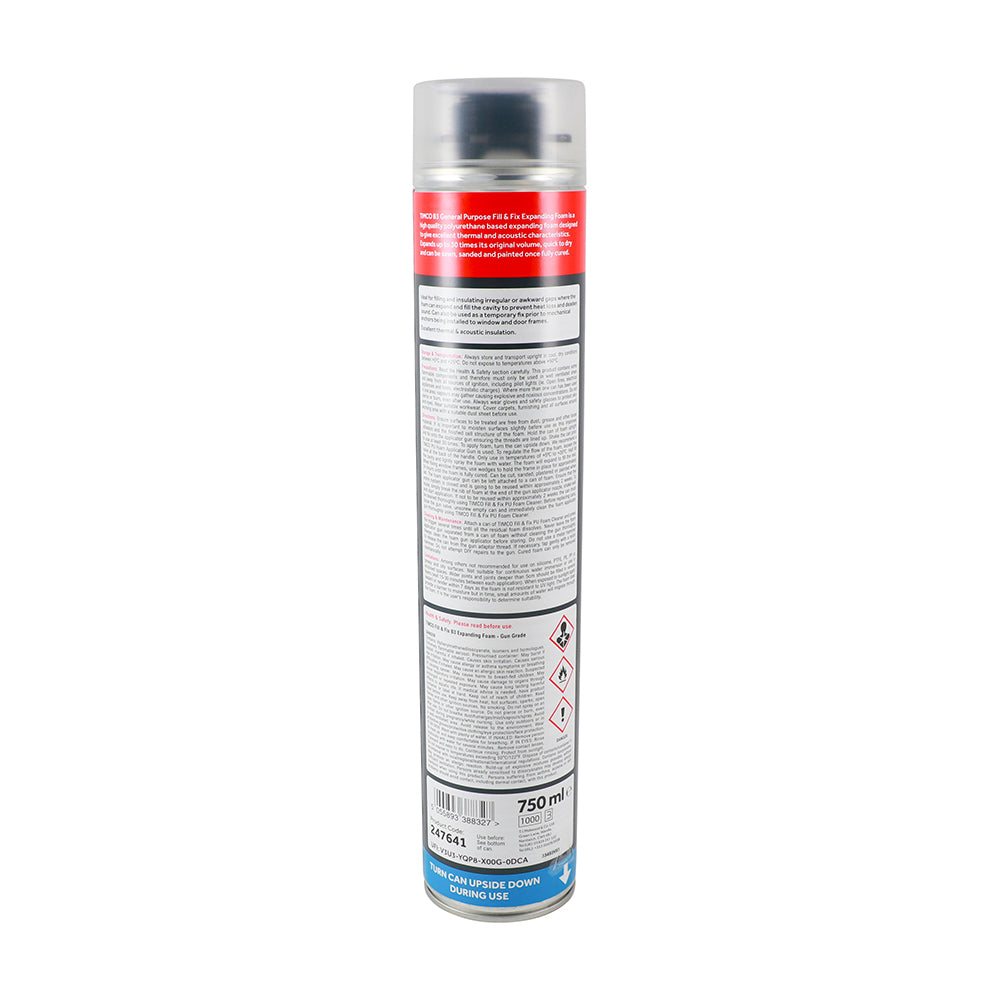 B3 General Purpose Fill & Fix Expanding PU Foam - Gun Grade 750ml