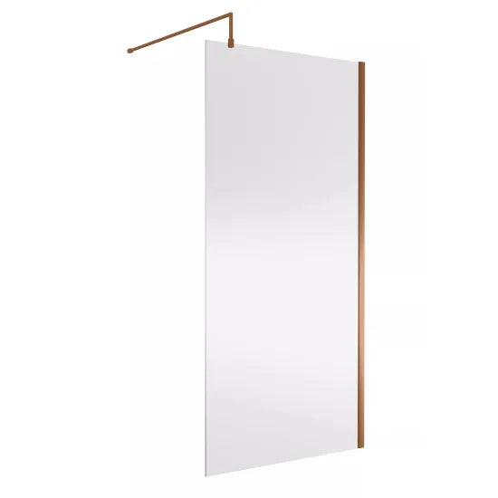 Ralus 1000mm Wetroom Screen with Support Bar - Brushed Bronze