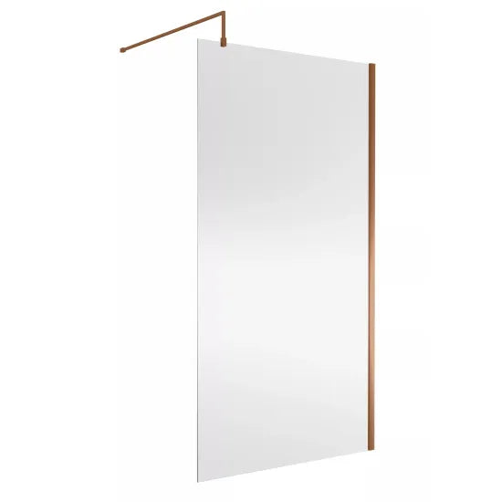 Ralus 1200mm Wetroom Screen with Support Bar - Brushed Bronze