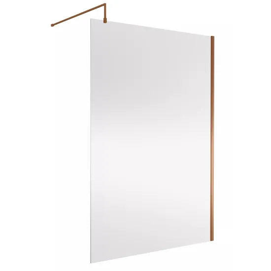 Ralus 1400mm Wetroom Screen with Support Bar - Brushed Bronze (Copy)
