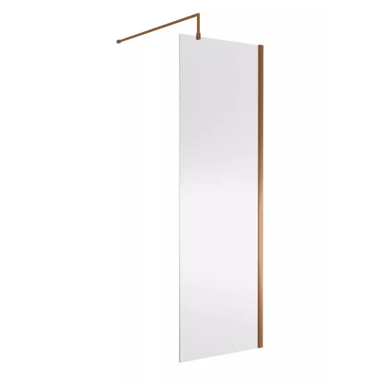 Ralus 700mm Wetroom Screen with Support Bar - Brushed Bronze