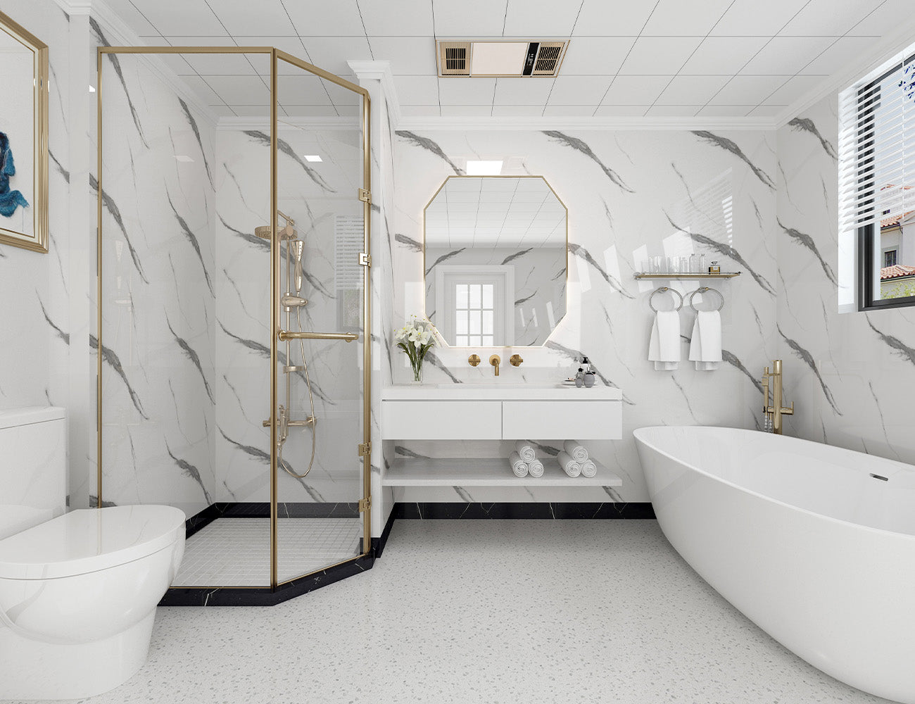 Charcoal Carrara Marble – Super Matt – PVC Wall Panels 1m x 2.4m