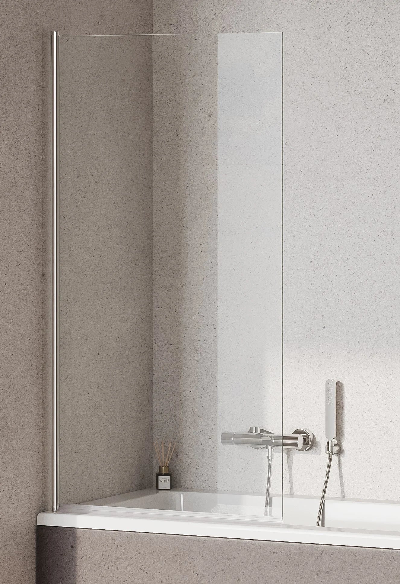 Koncept Square Hinged Bath Screen - Chrome