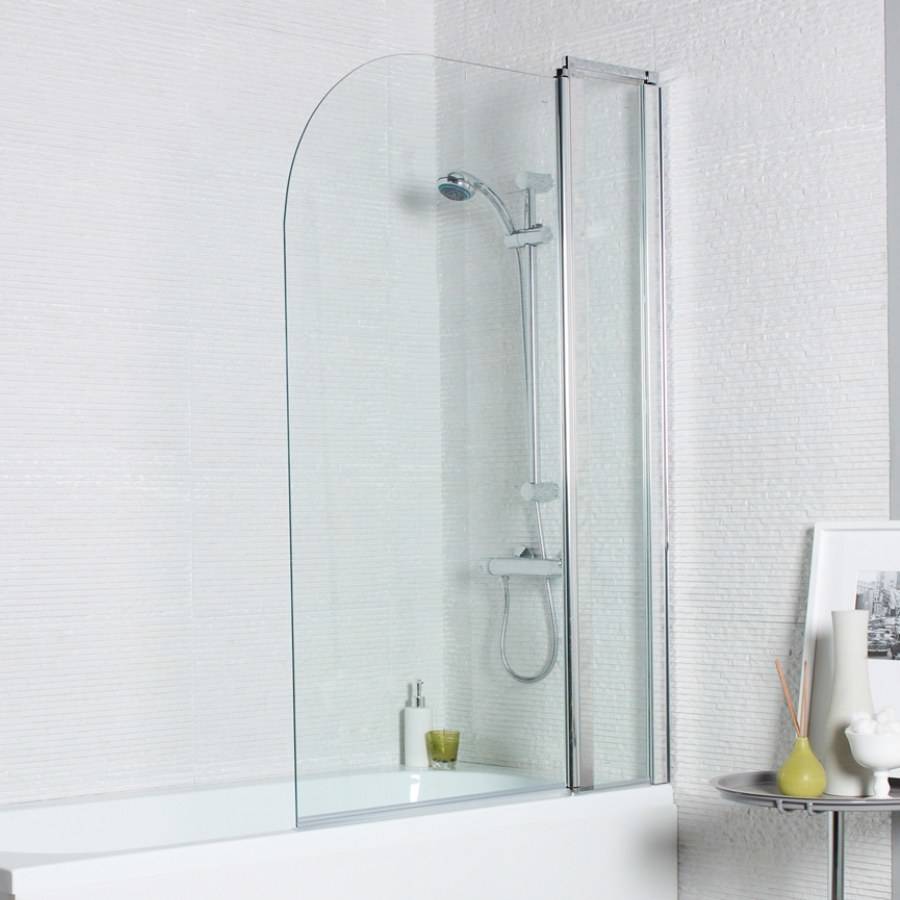 Koncept Round Hinged Bath Screen with Panel - Chrome