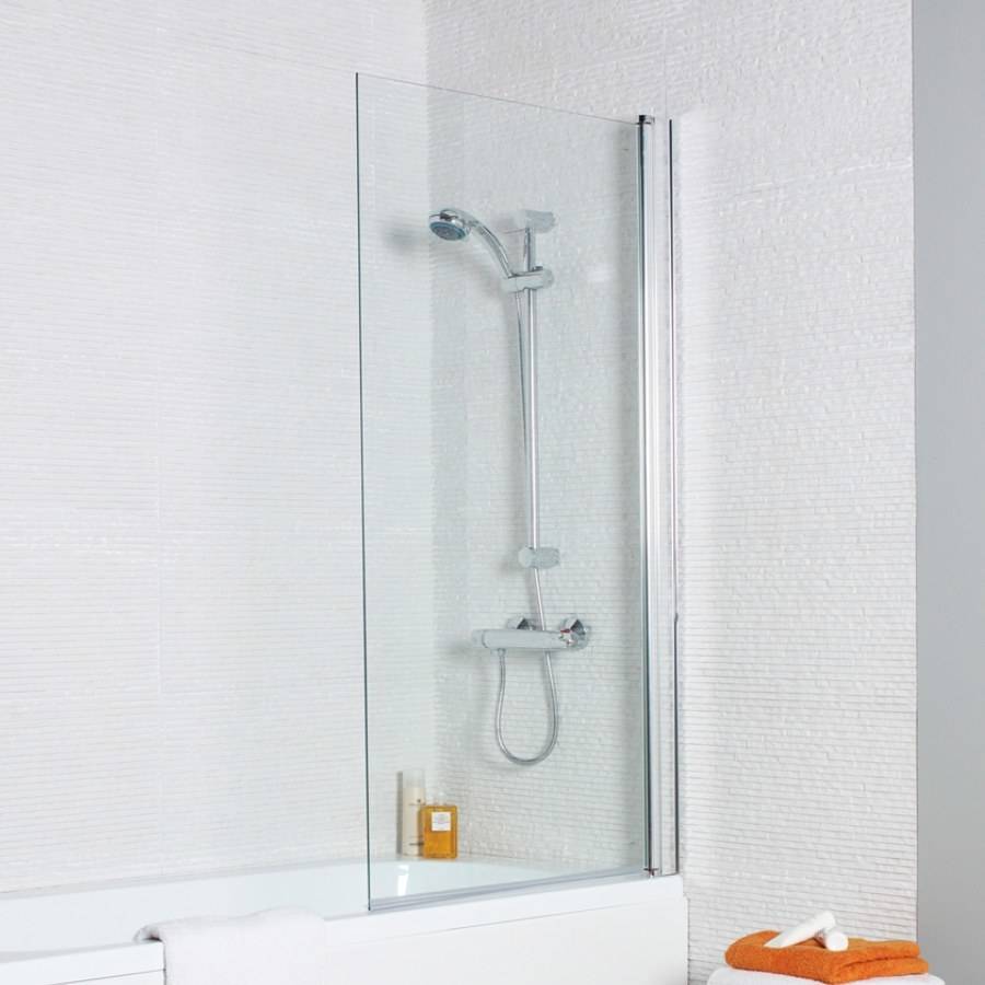 Koncept Square Hinged Bath Screen - Chrome