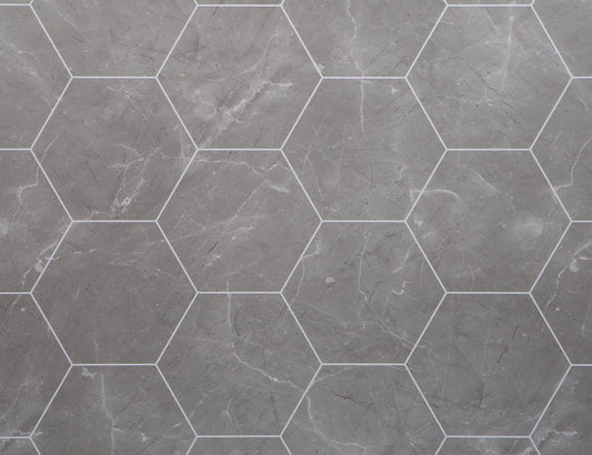 Grout Line Lunar Stone Hexagon Tile - Neptune 1000 – PVC Wall Panels 1m x 2.4m