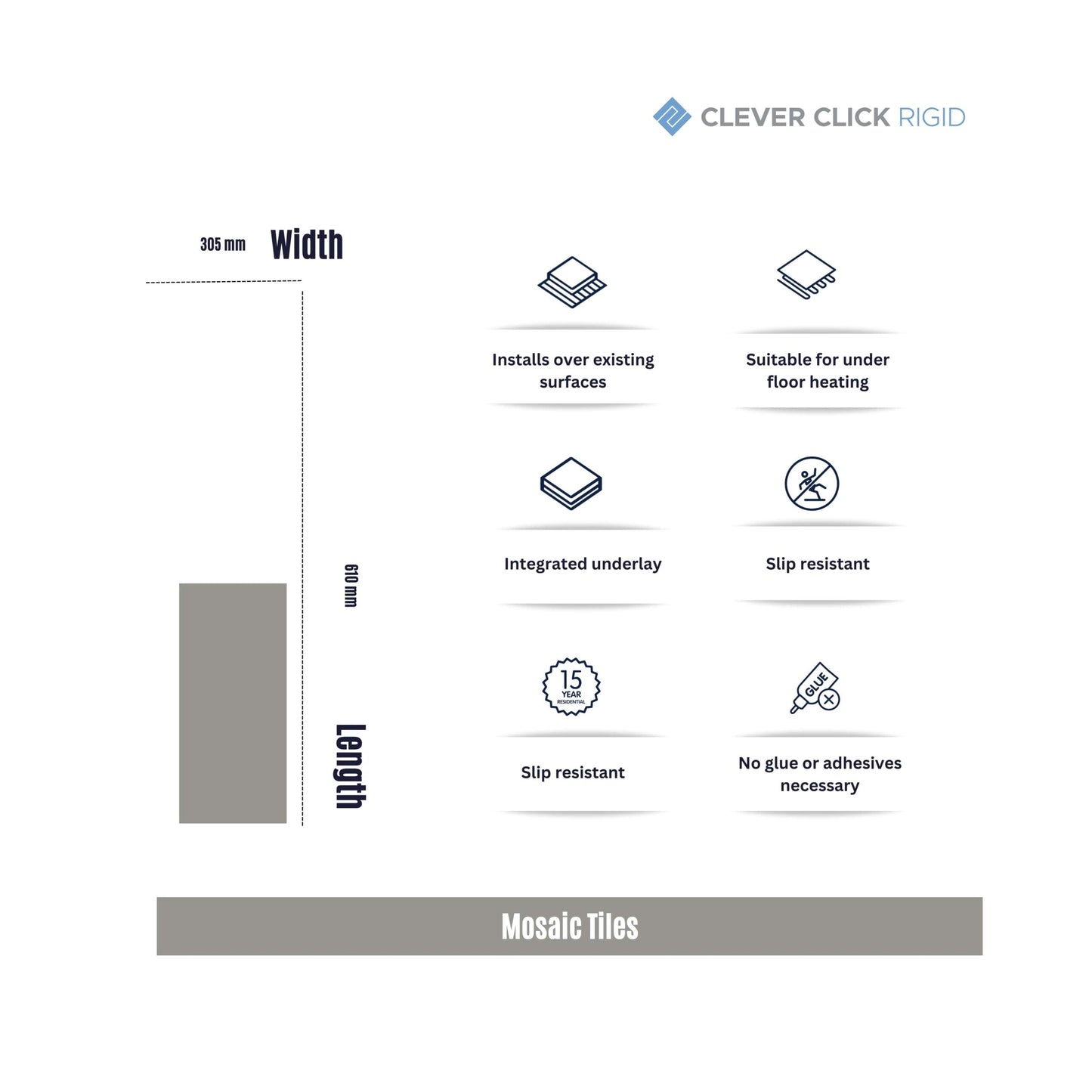 Corfu Mosaic Tiles SPC Tile Flooring 1.49m²