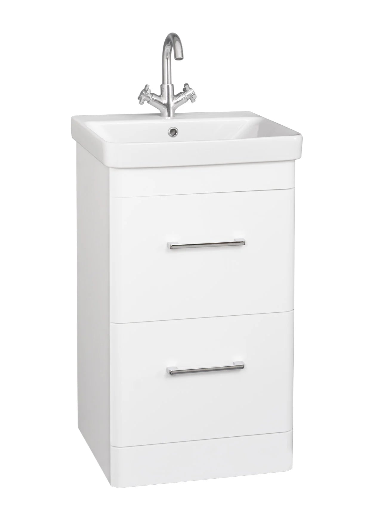 Options 24 500mm 2 Drawer Vanity Unit & Basin with Chrome handles