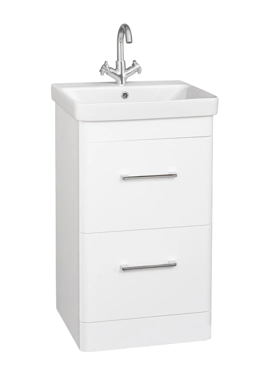 Options 24 500mm 2 Drawer Vanity Unit & Basin with Chrome handles