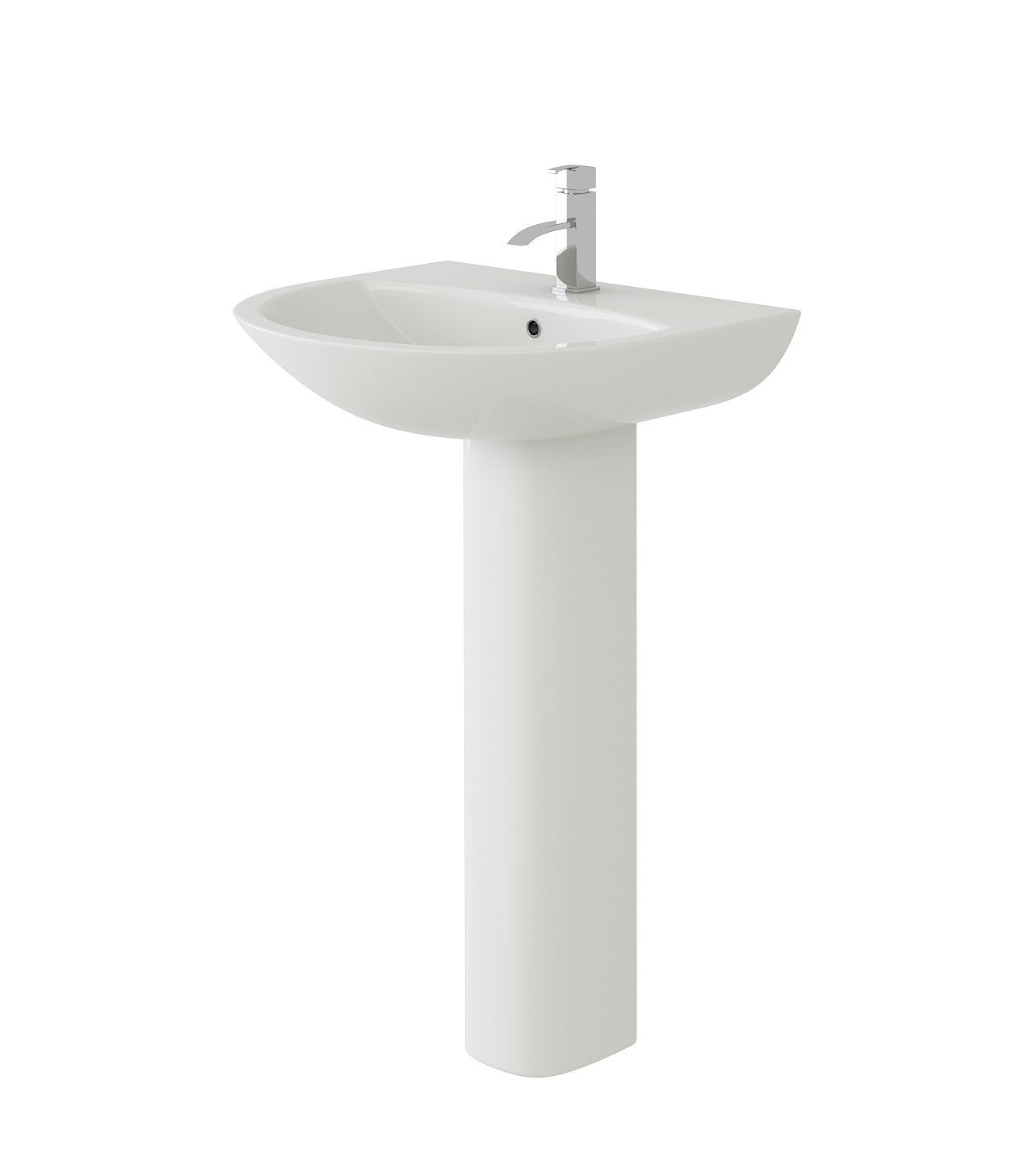 Primo Round 550mm 1TH Basin & Pedestal