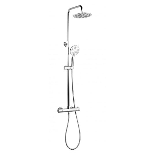 Plan Round Thermostatic Bar Shower with Ultra Slim Stainless Shower Drencher and Sliding Handset