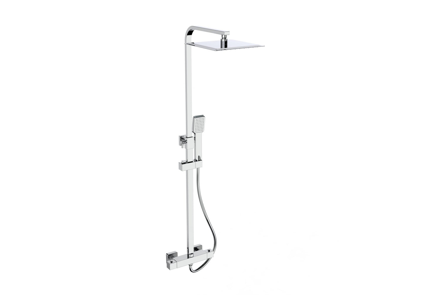 Pure Square Thermostatic Bar Shower with Ultra Slim Stainless Shower Drencher and Sliding Handset
