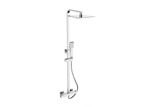 Pure Square Thermostatic Bar Shower with Ultra Slim Stainless Shower Drencher and Sliding Handset