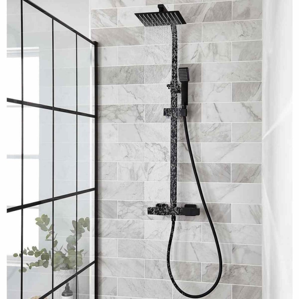 Nero Square bar shower with drencher and sliding handset