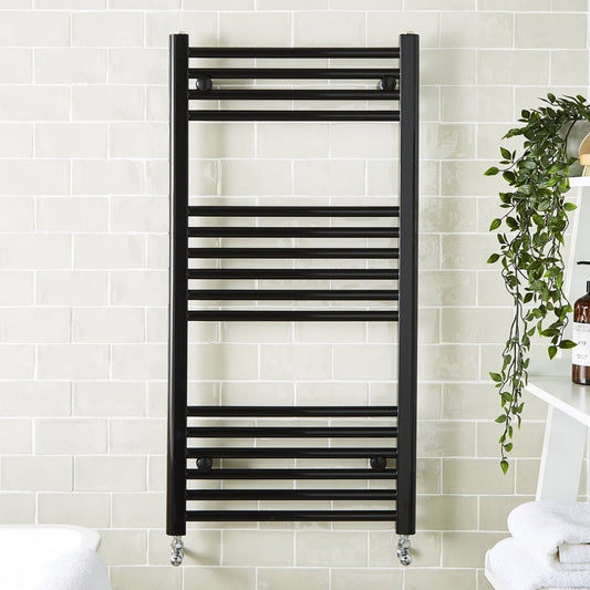 Straight Black Towel Rail
