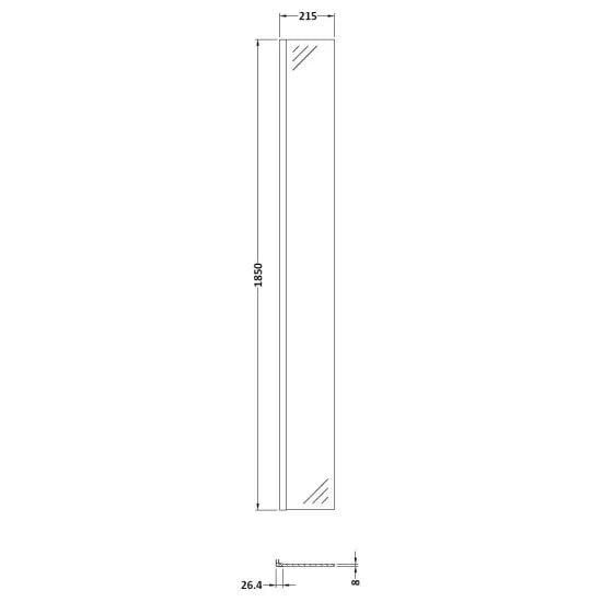 Wetroom Return Screen 215 x 1850mm - Brushed Bronze