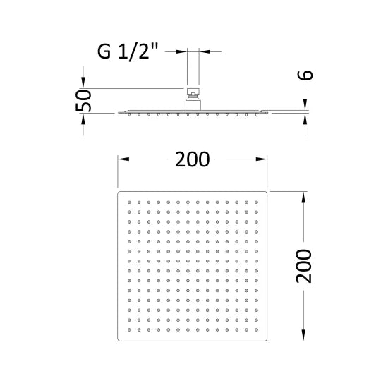 Square Fixed Head 200mm Diameter - Brushed Bronze