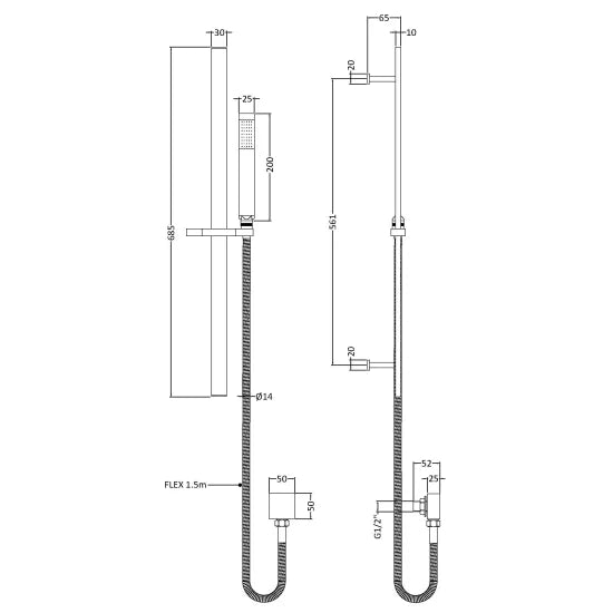 Sheer Rectangular Slider Rail Kit - Brushed Bronze