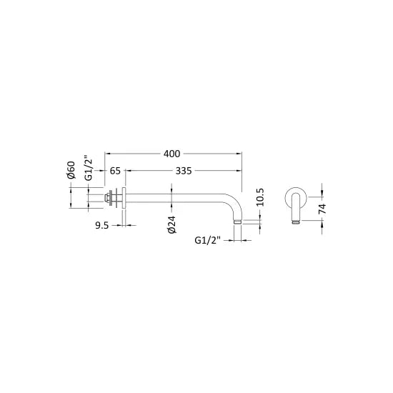 Wall Hung Shower Arm - Brushed Bronze