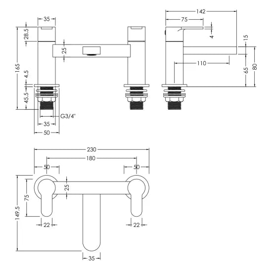 Montcada Deck Mounted Bath Filler - Brushed Bronze