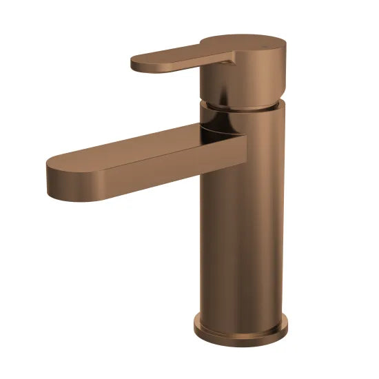 Montcada Mono Basin Mixer with Push Button Waste - Brushed Bronze