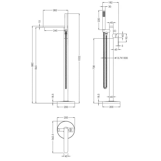 Montcada Freestanding Bath Shower Mixer with Kit - Brushed Bronze