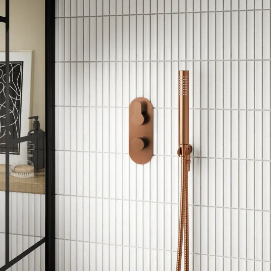 Montcada Twin Thermostatic Valve - Brushed Bronze