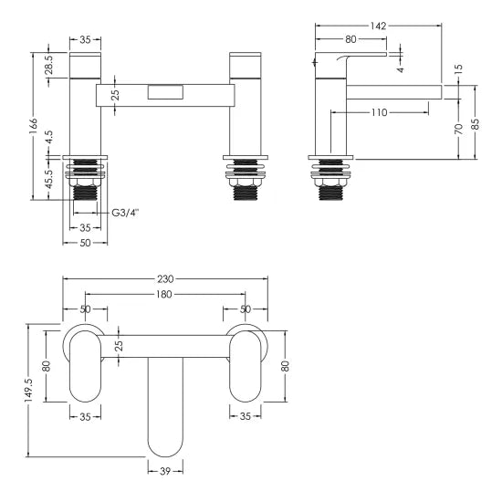 Sidonia Deck Mounted Bath Filler - Brushed Bronze