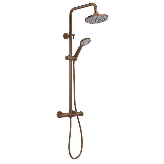 Round Thermostatic Bar Valve & Kit - Brushed Bronze
