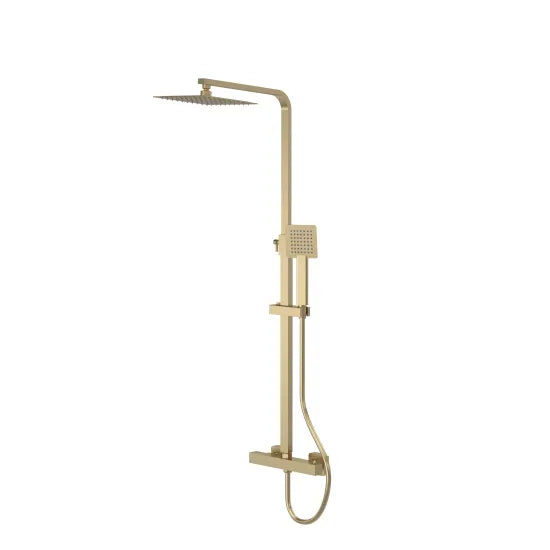 Brass Square bar shower with drencher and sliding handset