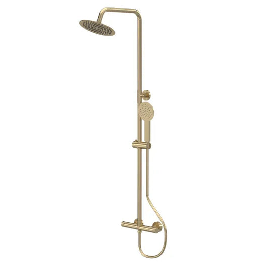 Brass Round bar shower with drencher and sliding handset
