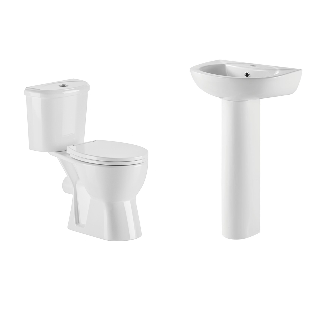 550mm Bathroom Suite with Toilet, Cistern, Soft Close Seat & Full Pedestal Basin